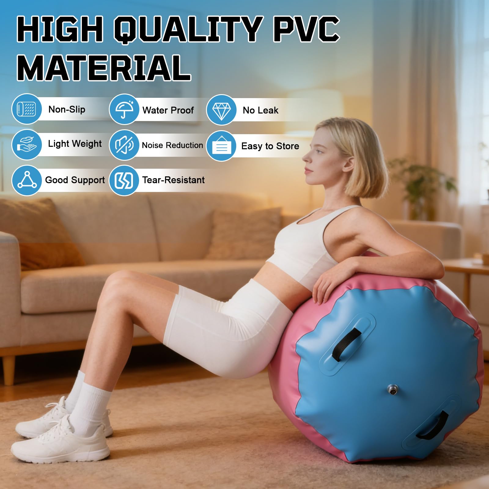 Air Rolle für Turnen und Gymnastik, Aufblasbarer Tumbling Barrel & Balance Trainer mit Pumpe, Tumbling Matte für Rückwärtssalto, Yoga, Cheerleading Training zu Hause Outdoor Fitness