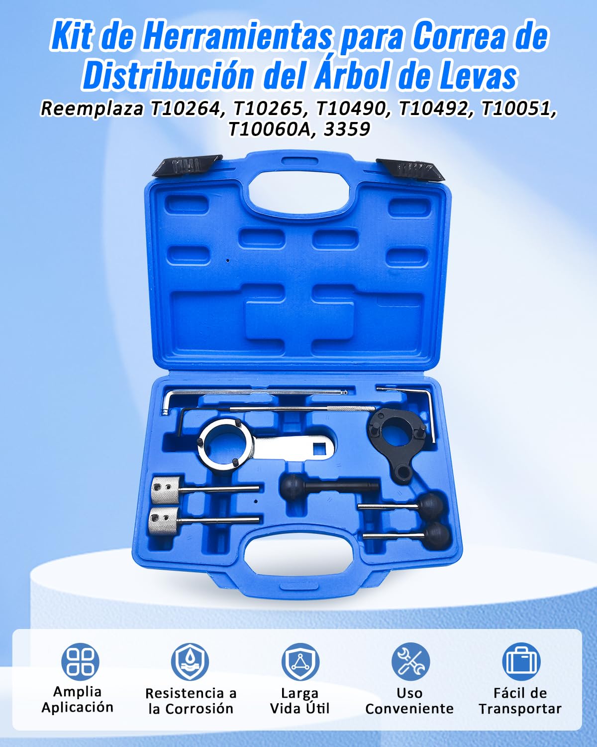 Herramientas de Ajuste del Motor Compatible con VW VAG Audi Seat Skoda 1.4 1.6 2.0 TDI CR, Juego Correa Distribución del árbol de levas Reemplaza T10264 T10265 T10490 T10492 T10051 T10060A