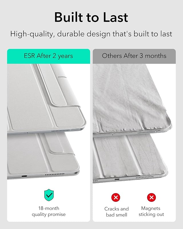 ESR iPad Pro 13 hüvely M5/M4 mágneses tartóval, vékony trifold állvánnyal, fehér - White