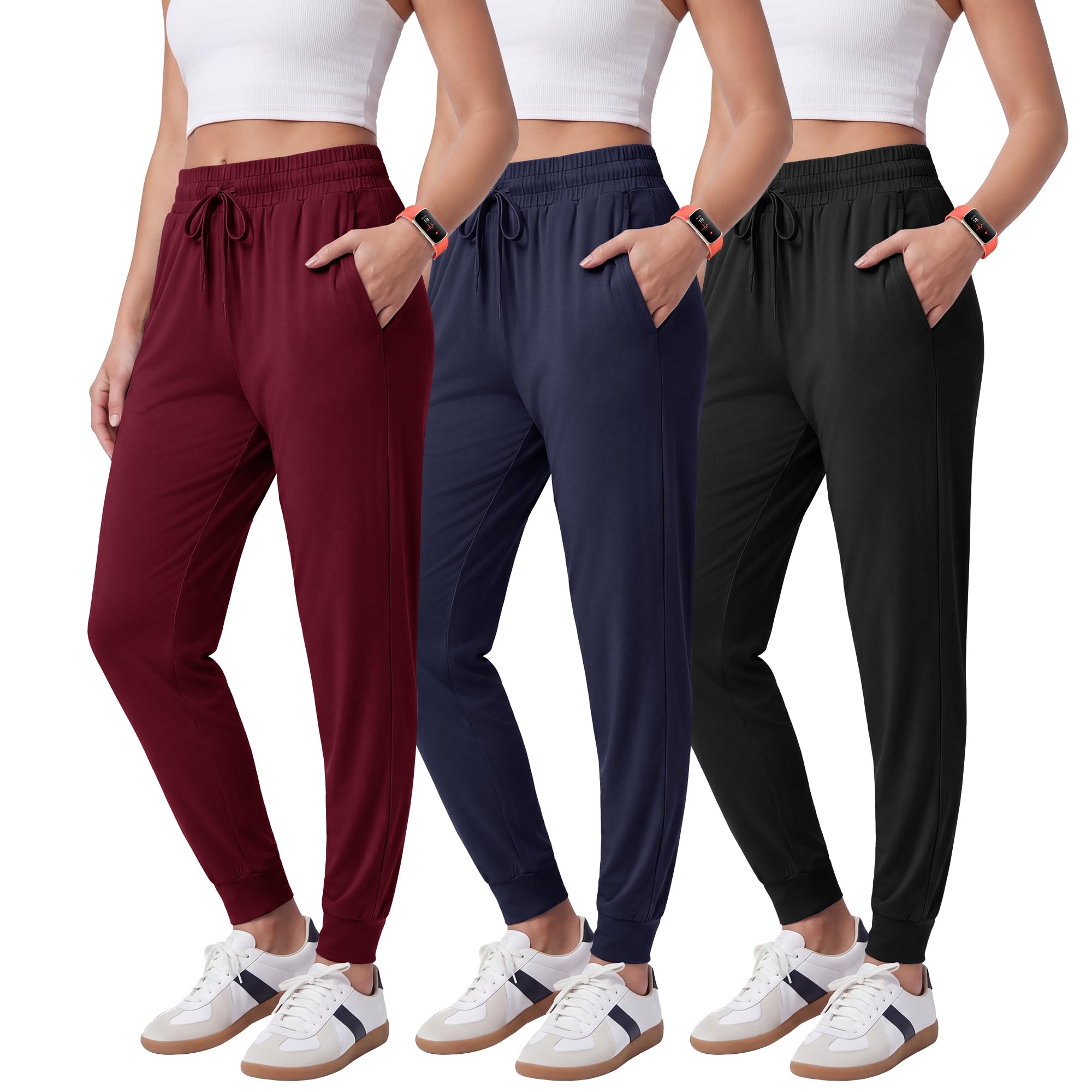 Joggers for Women - 3 Pack Womens Sweatpants Lightweight Jogging Pants