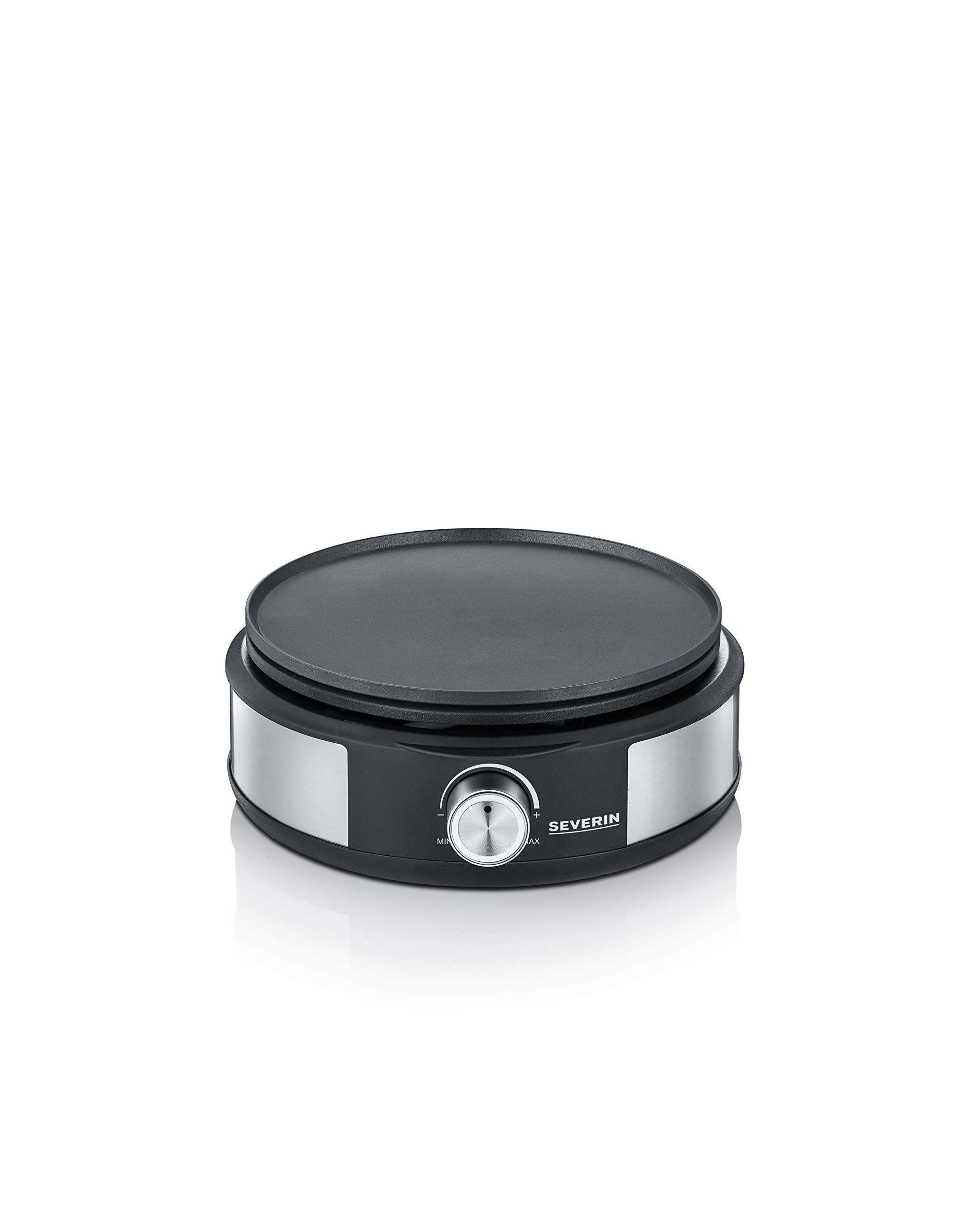 Severin Fondue Crêpière 2 en 1, Inclus 8 fourchettes à fondue, spatule à crêpe et répartiteur de pâte, Inox/Noir, FO 2471