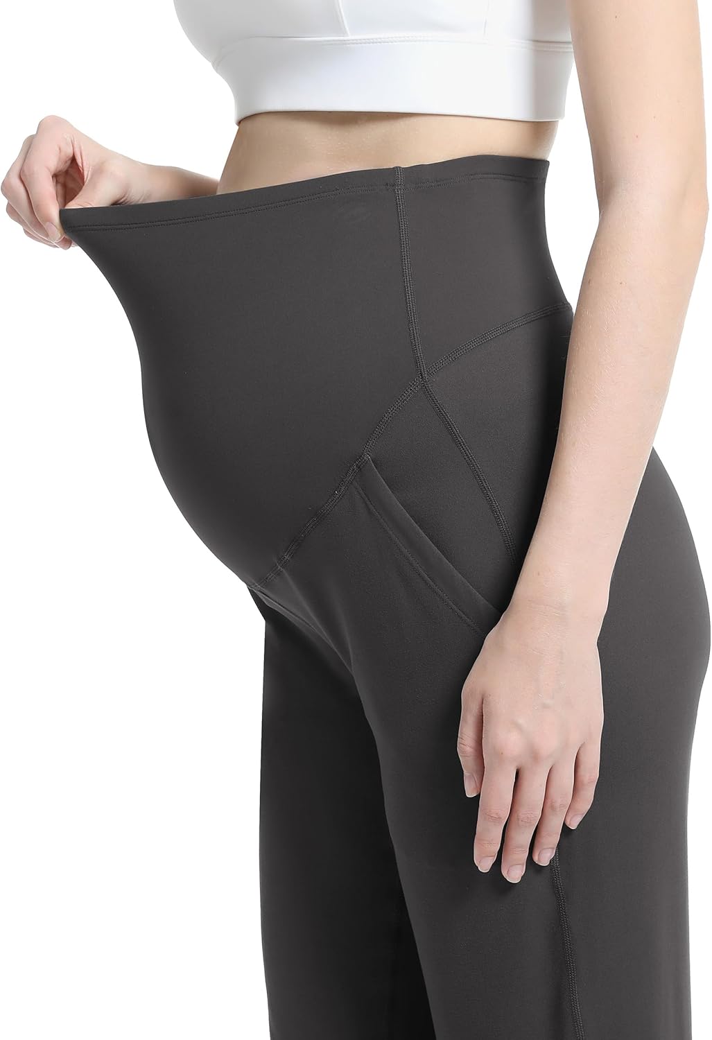 Maternity Pants Over The Belly Wide Leg Yoga Dress Work Pregnancy Pants Stretchy Casual Loose Trousers with Pockets