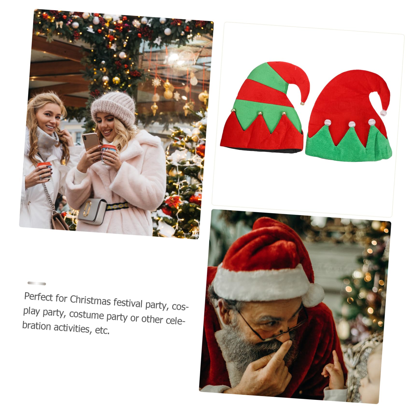 MAGICLULU 4 Pz cappello da elfo di natale cappello da Babbo Natale cappelli da elfo di feltro di accessori accessori natalizi ornamenti per cappelli di stoffa