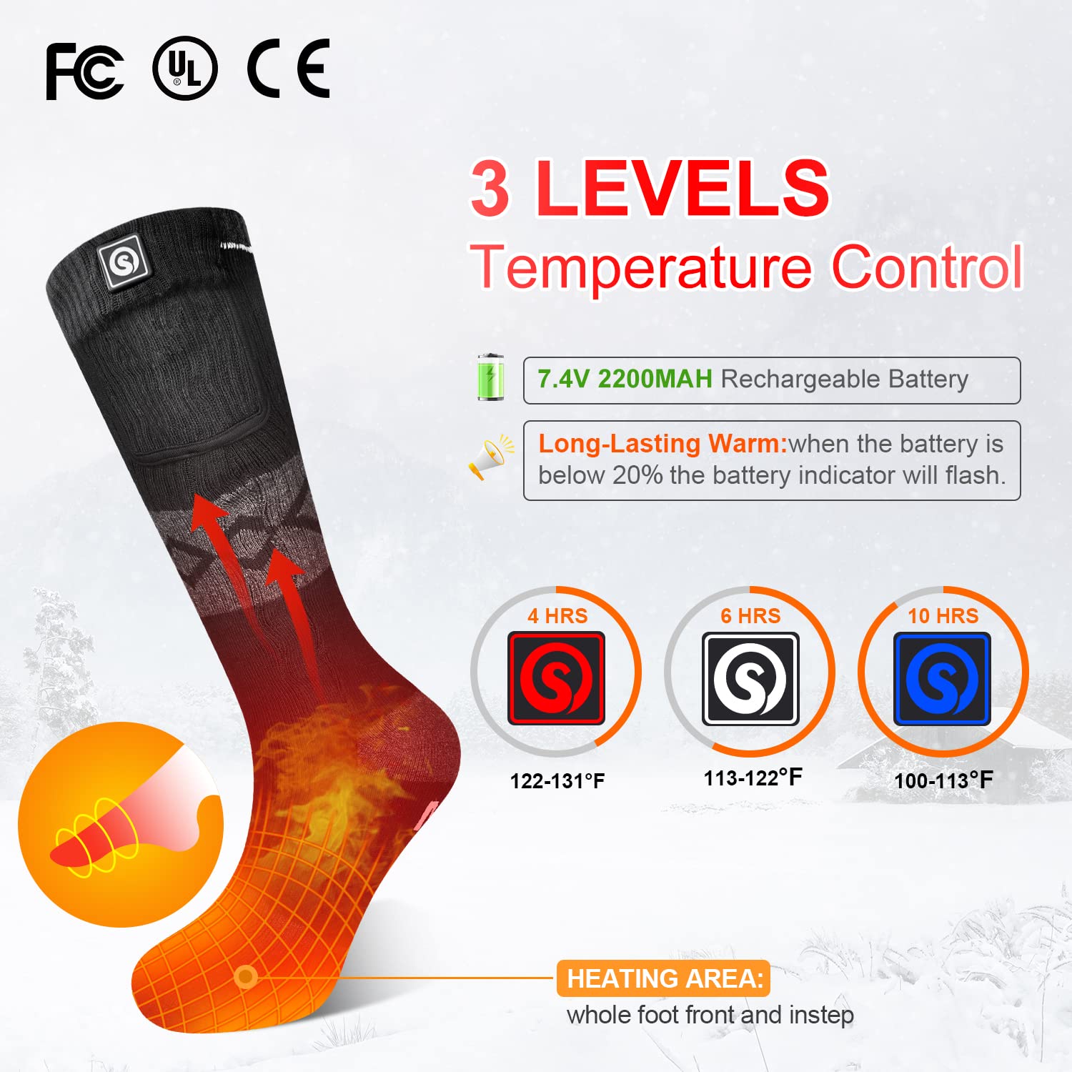 Chaussettes Chauffantes Pour Homme Et Femme, 9 X 20 X 23 Cm