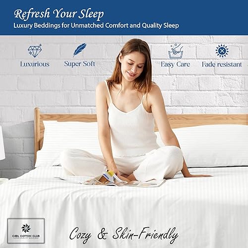 Miniatura 5 de Juego de sábanas de 4 piezas de tela ultra suave refrescante y respira de 1200 hilos de algodón egipcio que se adapta a bolsillos de hasta 18 a 21