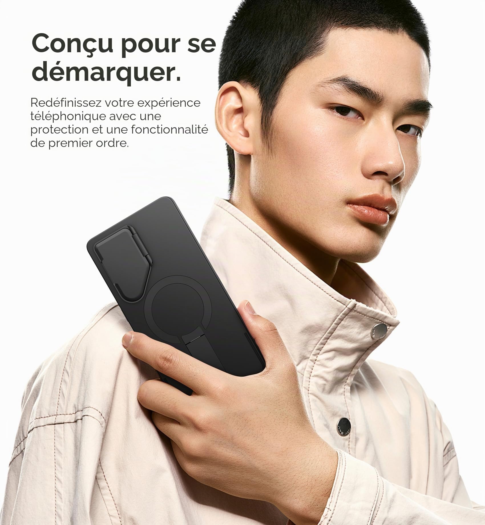 SURITCH Magnétique Coque Compatible avec Samsung Galaxy S26 Ultra avec Couvercle de Caméra et Support Métallique Résistante aux Chocs Housse de Protection-Noir