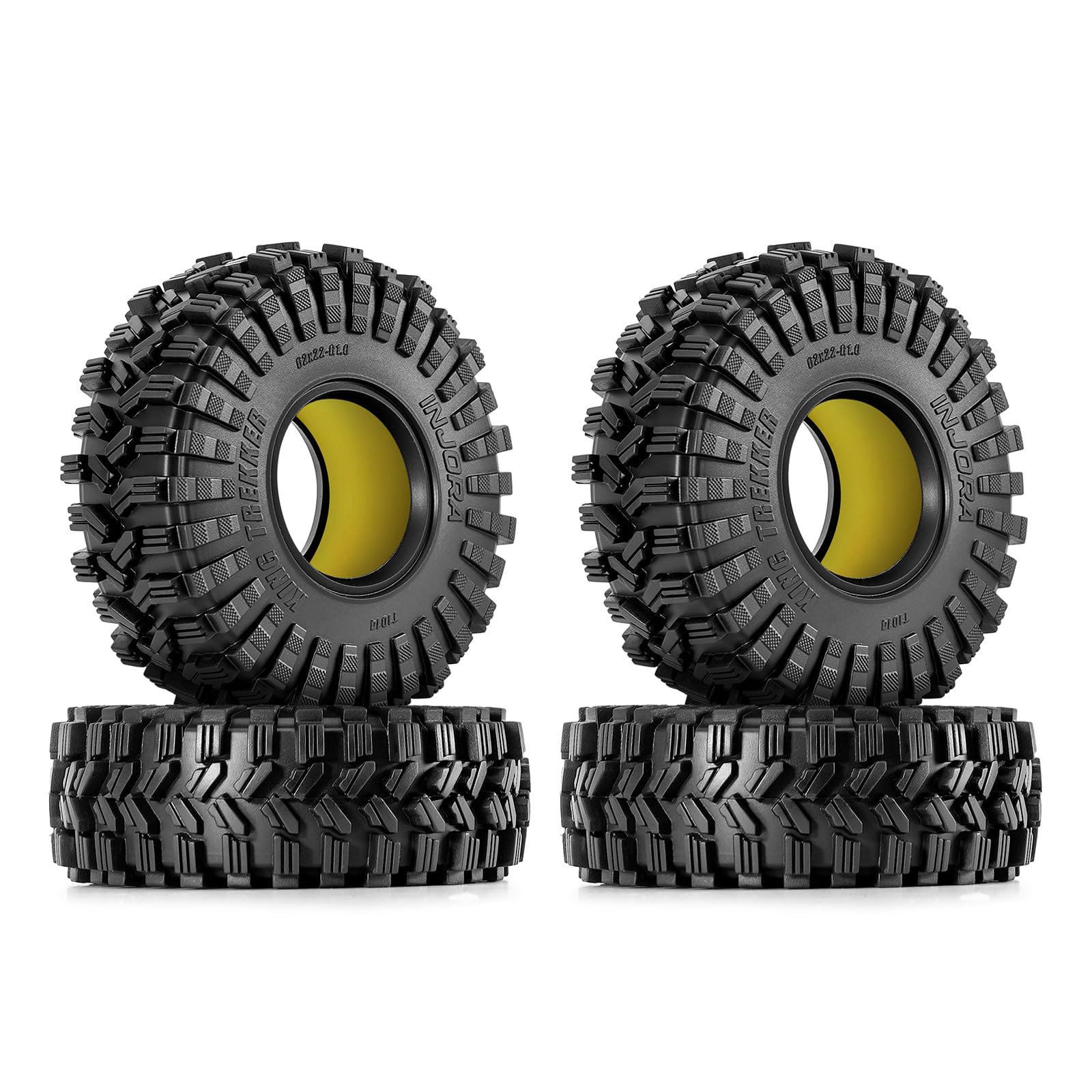 INJORA Set Combinato di Inserti in Gomma Siliconica 1.0 e Pneumatici King Trekker da 1,0" 62 * 22 mm (4) per l'Aggiornamento dei Crawler RC 1/18 TRX4M e 1/24 SCX24