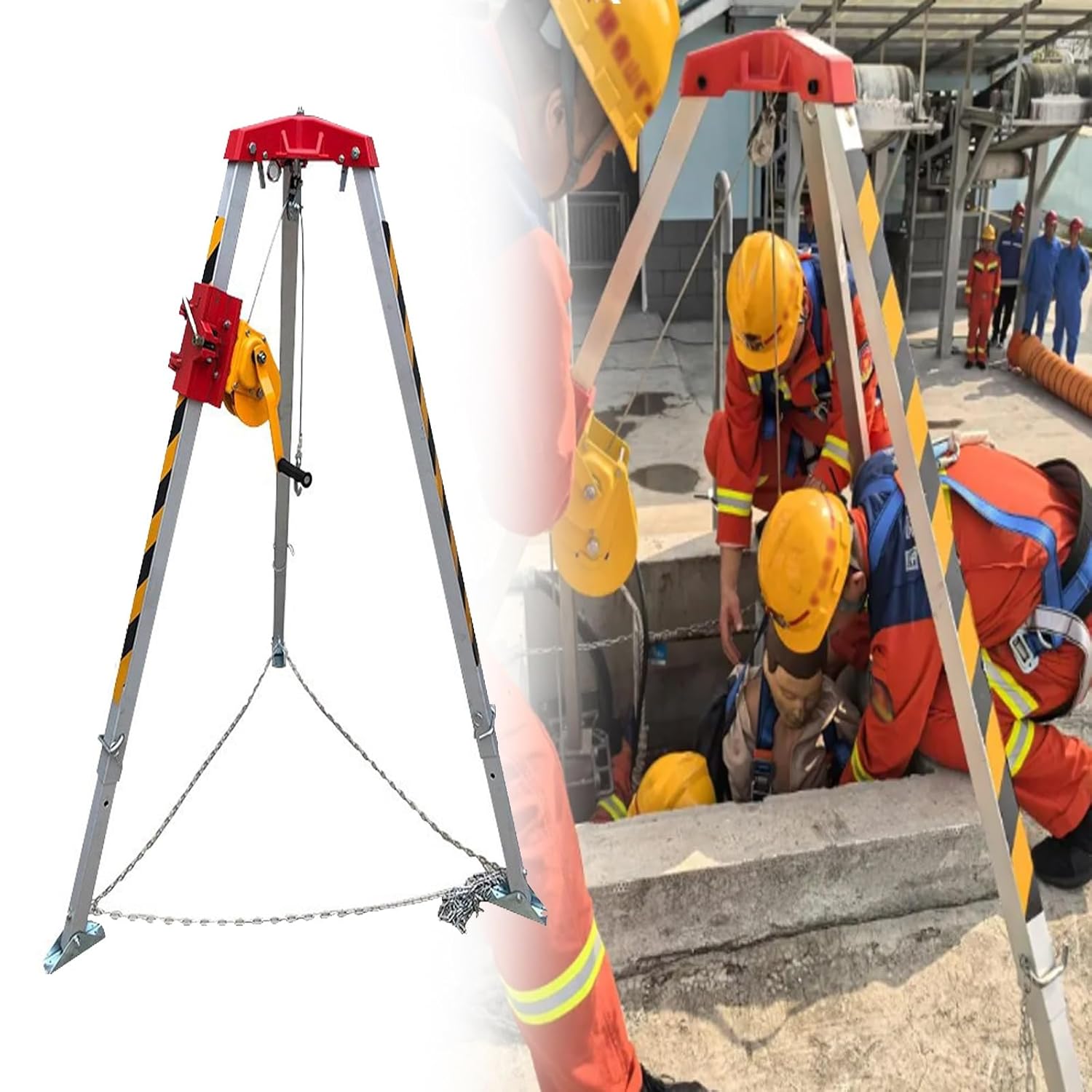 JIANSMZ Confined Space Tripod with Rescue Winch Firefighting Tripod Equipment for Medical Rescue Construction Sits Lifting Rescue Shelf