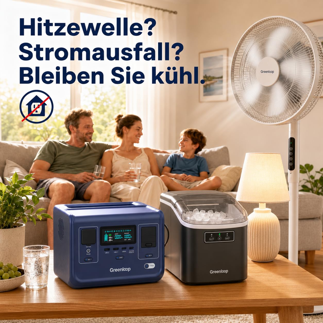 Greenloop Powerstation 300W (600W Spitze), 288Wh mit EVE LiFePO4 Zellen, Solar Generator mit 230V Steckdose, USV 10ms, USB-C PD140W, 7 Anschlüsse -– Tragbare Notstromversorgung für Camping