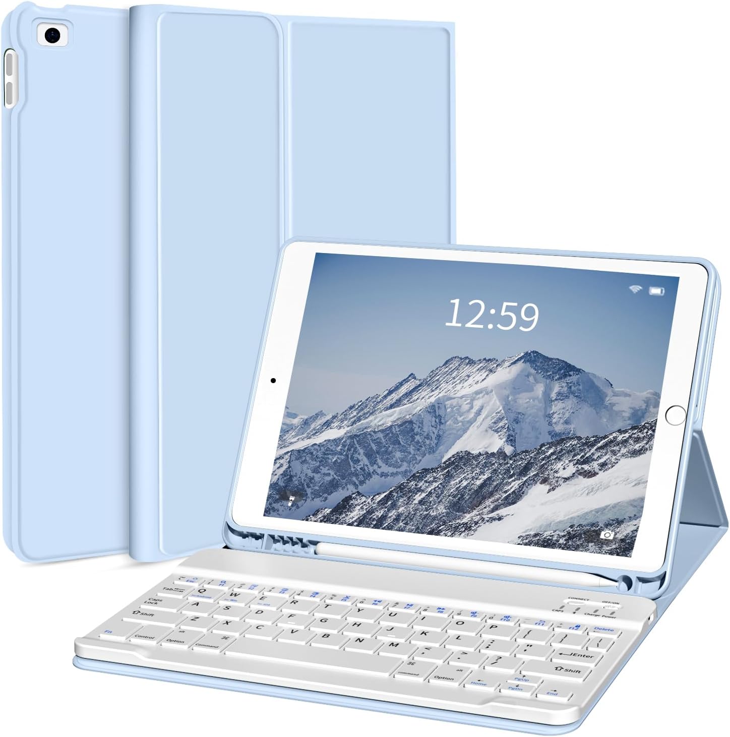 Kenke for iPad 6/5th Generation Case with Keyboard 9.7 Inch 2018/2017 iPad Air 2/1, Detachable Wireless Bluetooth iPad Keyboard Case with Built-in Left Side Pencil Holder Auto Wake/Sleep (Blue)