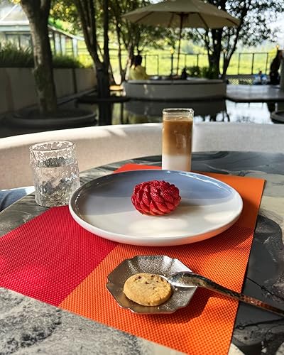 Miniatura 4 de Juego de 6 manteles individuales de PVC resistentes al calor, manteles individuales lavables de doble cara, fáciles de limpiar, adecuados para mesa