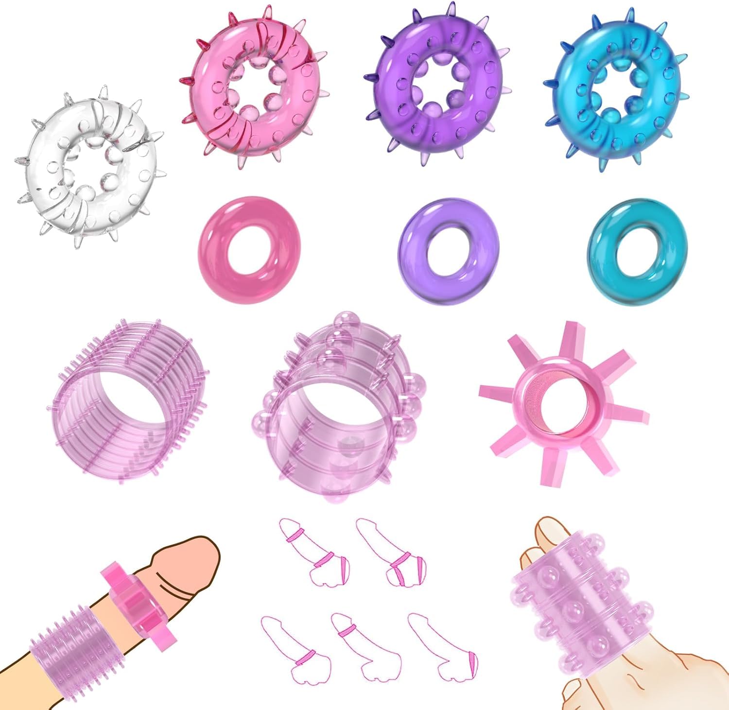 Penis Ring Sex Toys Silicone Cock Rings Multi-Coloured Cockring Cock Sexual Stimulation Device Games for Men Erection Enhancing