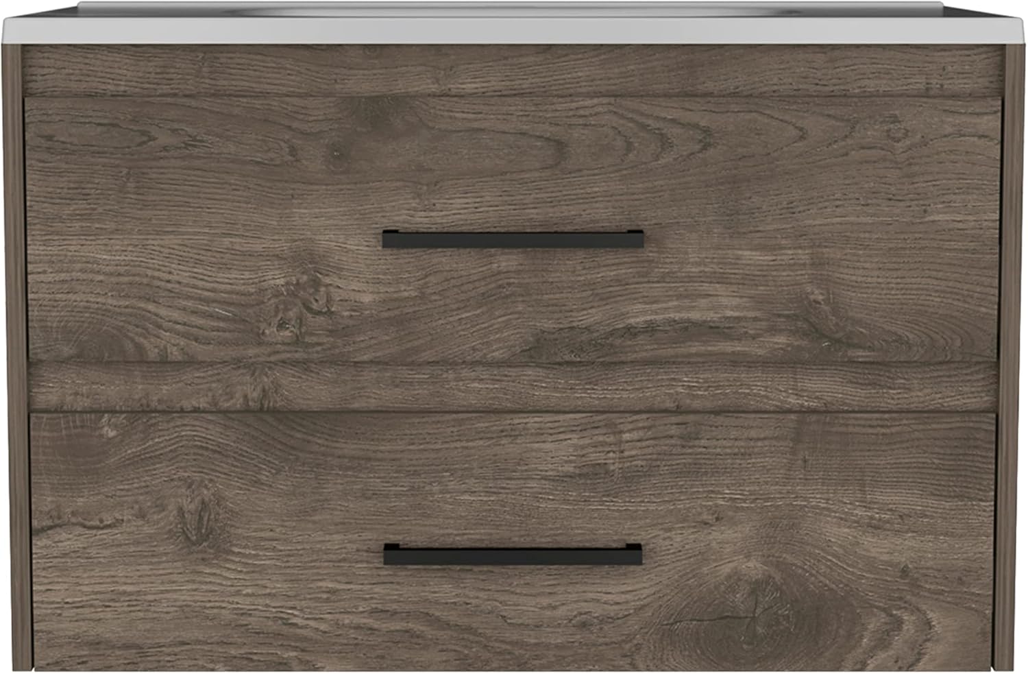 FM FURNITURE Maine Floating Vanity Bathroom with 2 Drawers and Handles, Dark Brown/White