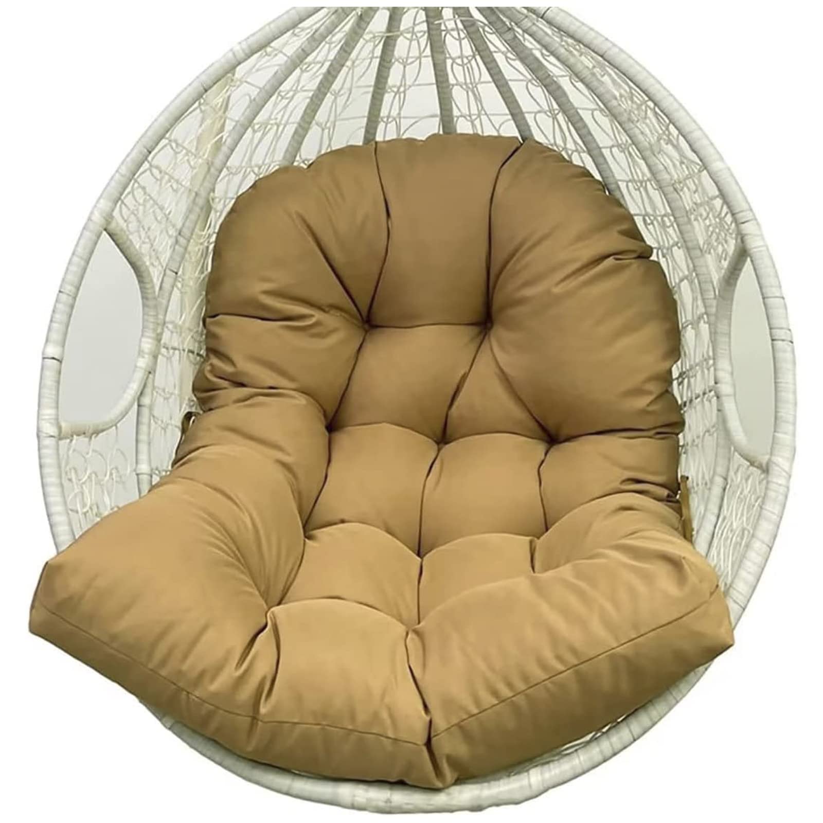 PJDDP Egg Chair Cushion Replacement, Washable Thick Hanging Basket Seat Cushion Pillow, Soft Hanging Hammock Swing Chair Back Cushions Pads for Indoor and Outdoor Garden Offices,Khaki