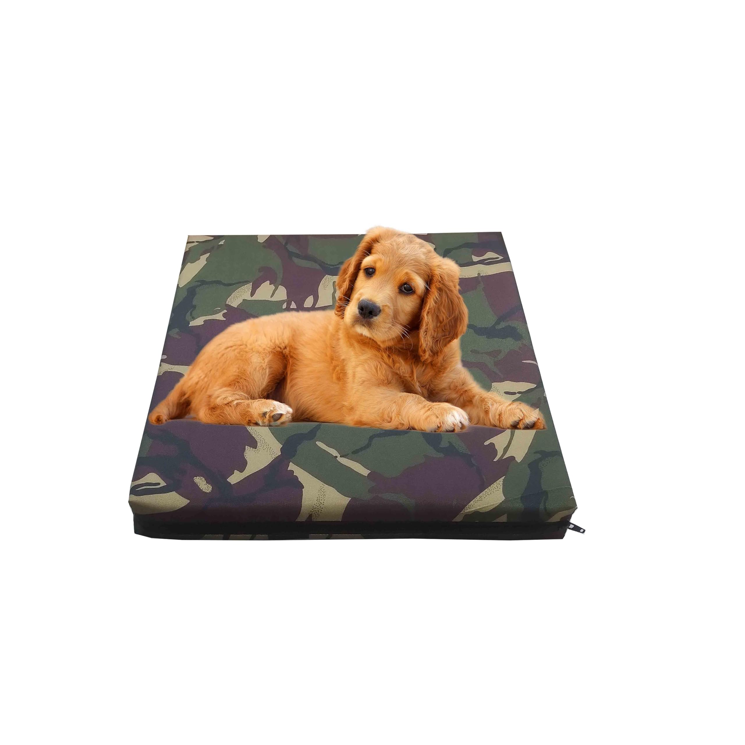 GRIZZLY FOAM Waterproof Dog Bed Cushion and Mattress for Indoor and Outdoor Use with Washable & Removable Zipped Cover and Custom (Army Camouflage, 90x60x5cm) — image 1