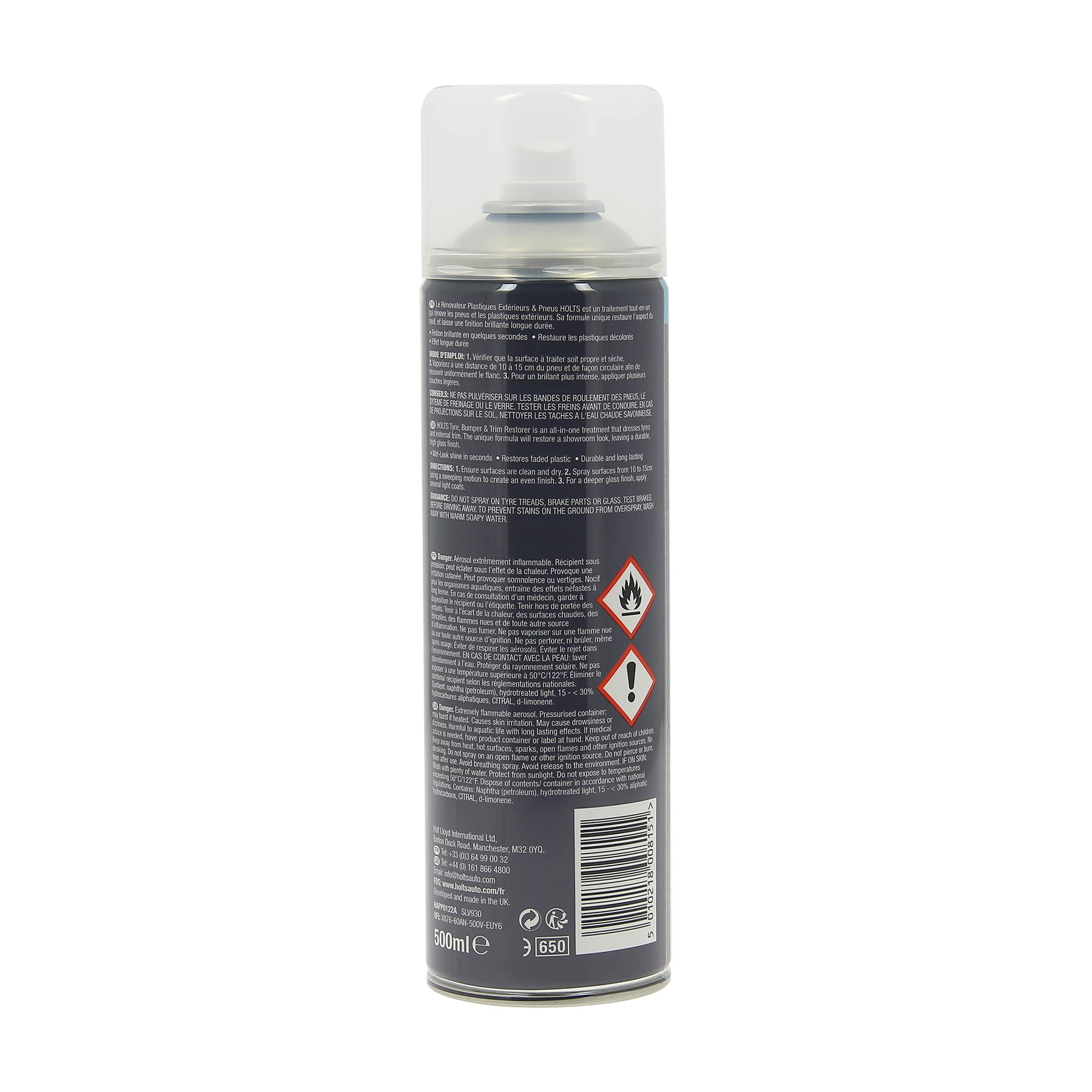 Holts Rénovateur Plastiques Extérieurs Et Pneus 500ml - Ravive Brillance Et Protection Longue Durée