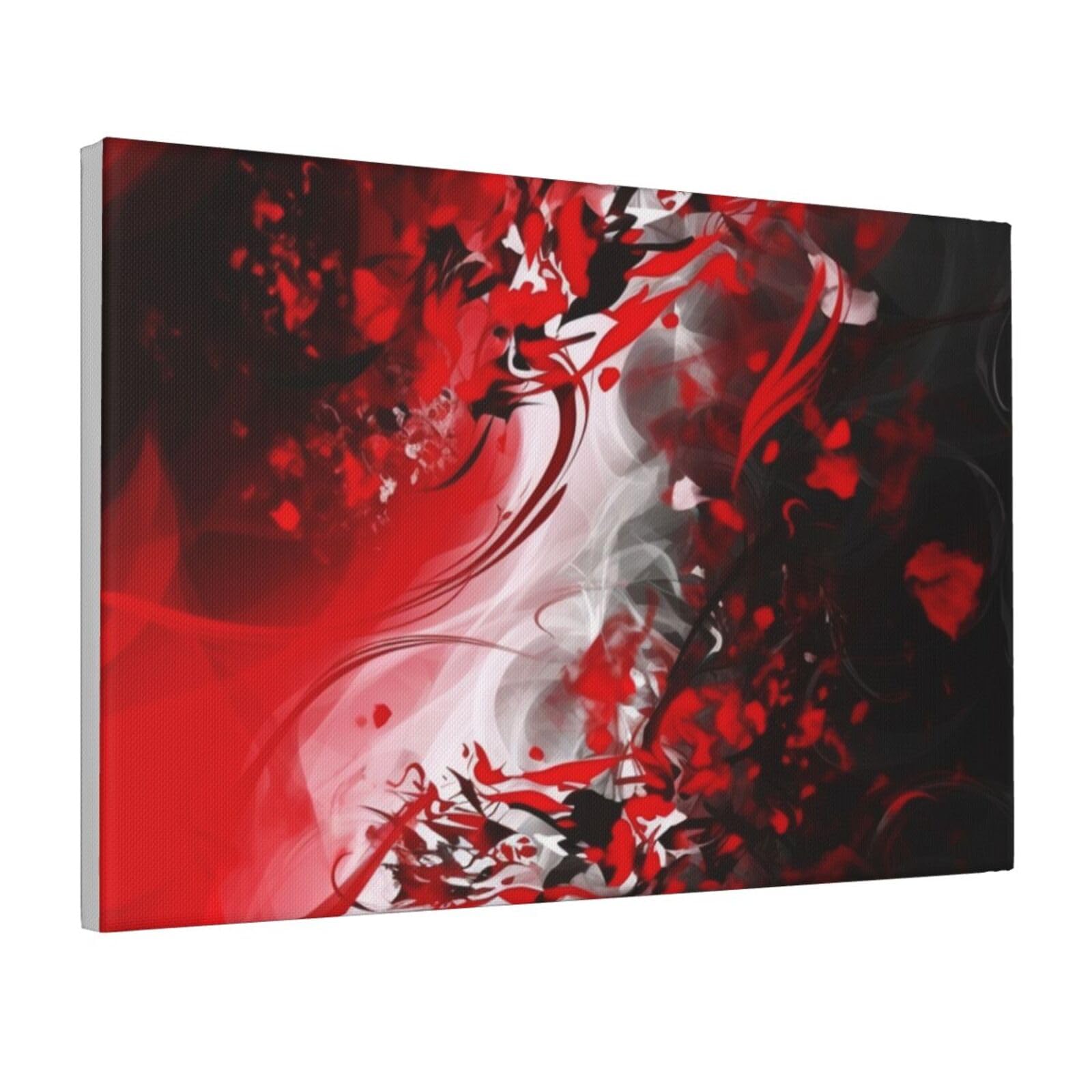 Framed Wall Art for Living Room Art Work, Red Black White Abstract Picture Prints Modern Office Wall Paintings Poster Aesthetic Wall Decorations for Home Decor Ready To Hang 8"x12"