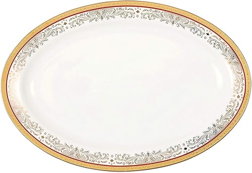 Miniatura 4 de Lorren Home Trends La Luna Collection Bone China - Juego de vajilla de 57 piezas, diseño rojo y oro de 24 quilates, servicio para 8 personas