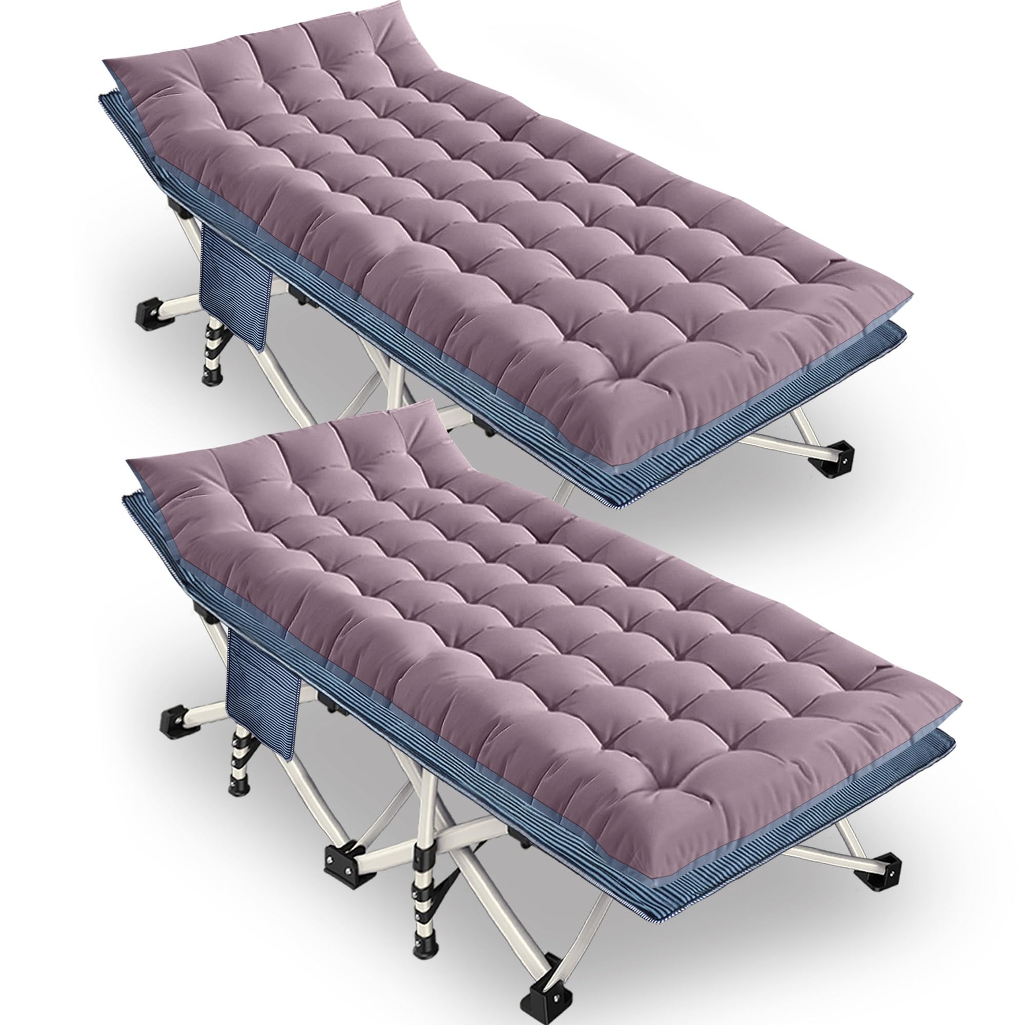 2-Pack Oversize Cot 79x18x32 Inch Extra Large Width XXL Camping Cot with Mattress Folding Cot Heavy Duty Comfortable Cots for Sleeping Guest Bed with