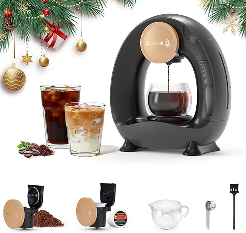 Miniatura 1 de Cafetera de una sola porción para cápsulas K Cup y café molidoté, preparación rápida en 2 minutos, cafetera 2 en 1 con un botón, tamaños de