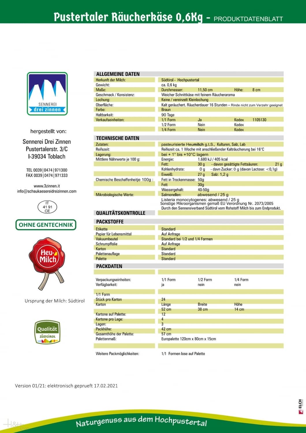 Varietà formaggi Latteria Tre Cime Alto Adige