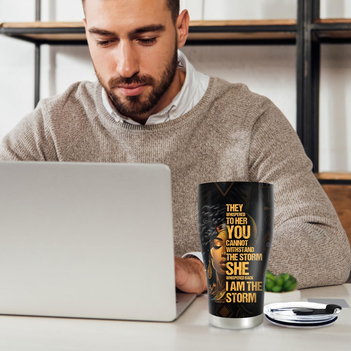 Sistabag - Coffee Tumbler For Black Women - Birthday, Mother's Day, Christmas Gifts For Women, Pride Tumbler For Woman (I Am The Storm, 20 Oz) - Image 3