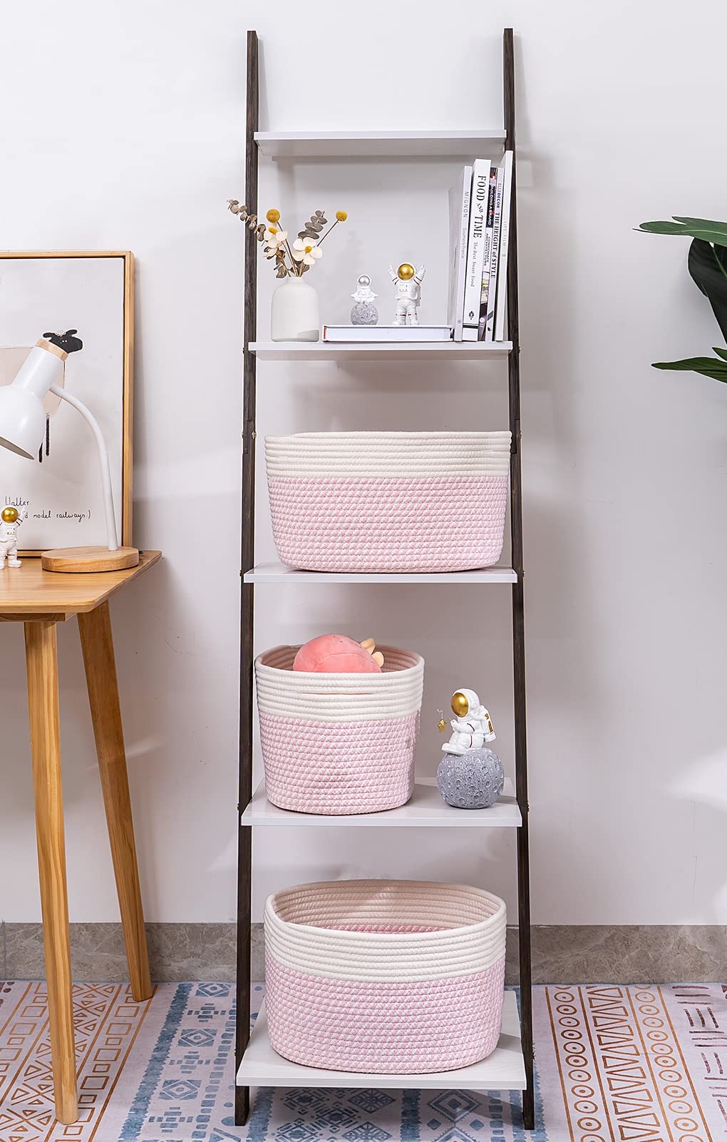 CubesLand Cube Shelf Storage Basket Bins for Shelves Closet Toy Storage,Woven Rope Baskets for Organizing,Decor Basket for Living Room,Bedroom Storage,Perfect for Pet Toy&Food Storage, 3Packs Mixed Pink