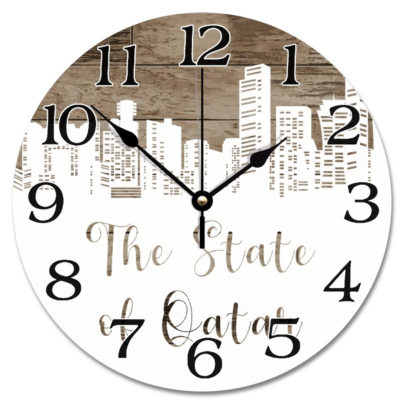 Horloge murale silencieuse Cityscape 30 cm sans tic-tac de nuit