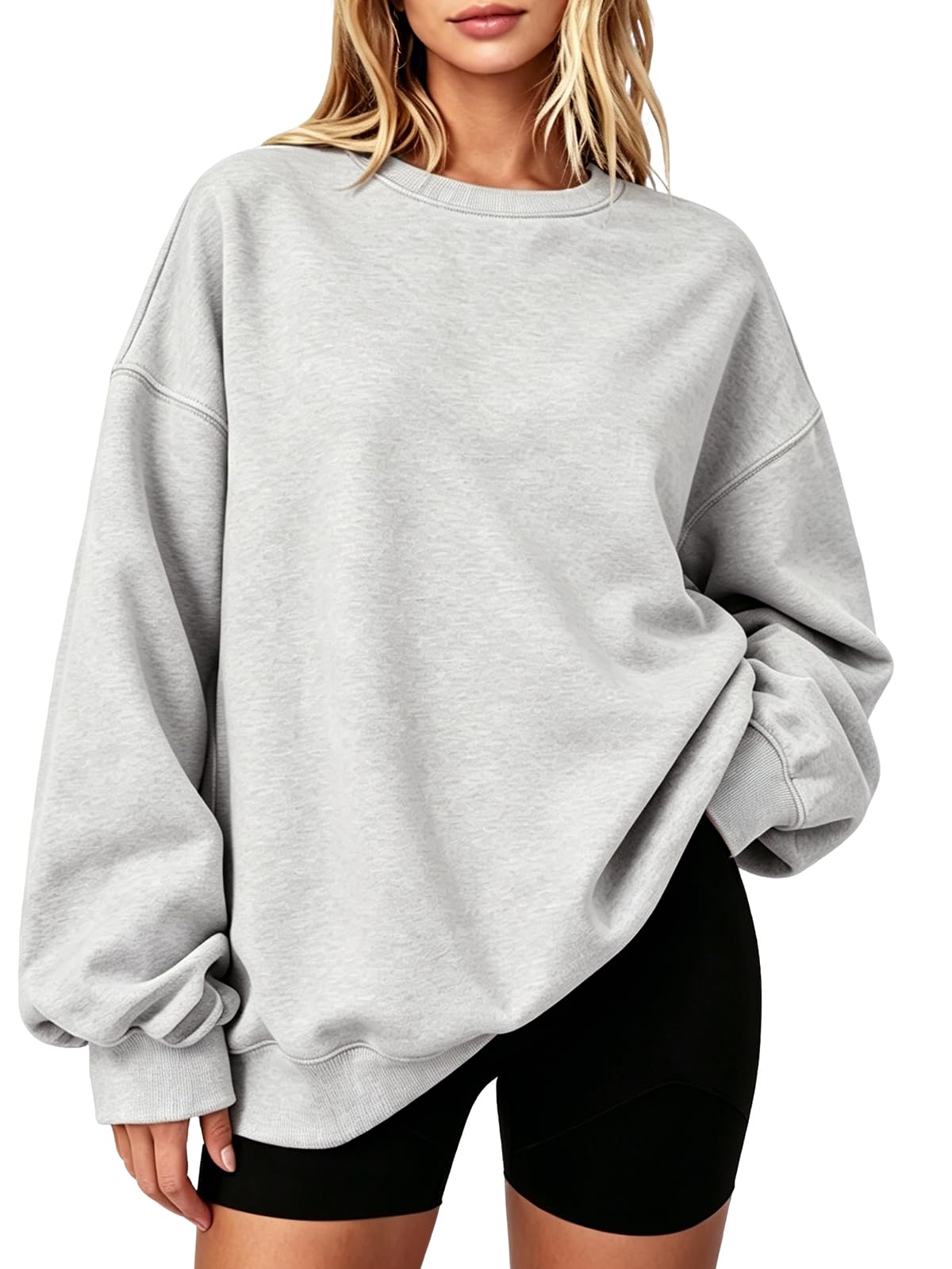 APPFULL Womens Oversized Sweatshirt Crewneck Casual Pullover Tops 2026 | Fleece Lined, Loose Fit, Long Sleeve, Ribbed Design, Solid Color, Cotton Blend, Fall Fashion Outfits, Winter Clothes