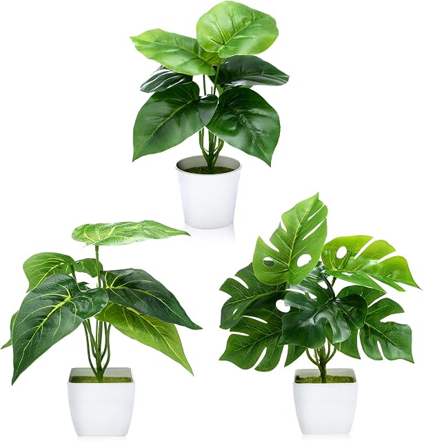 Omldggr 3 Packs Artificial Plants Artificial Mini Fake Potted Plants Small Fake Plants in Plastic Pot for Home Decor Indoor for Home Decor, Mini Potted Plants for Desk Decor