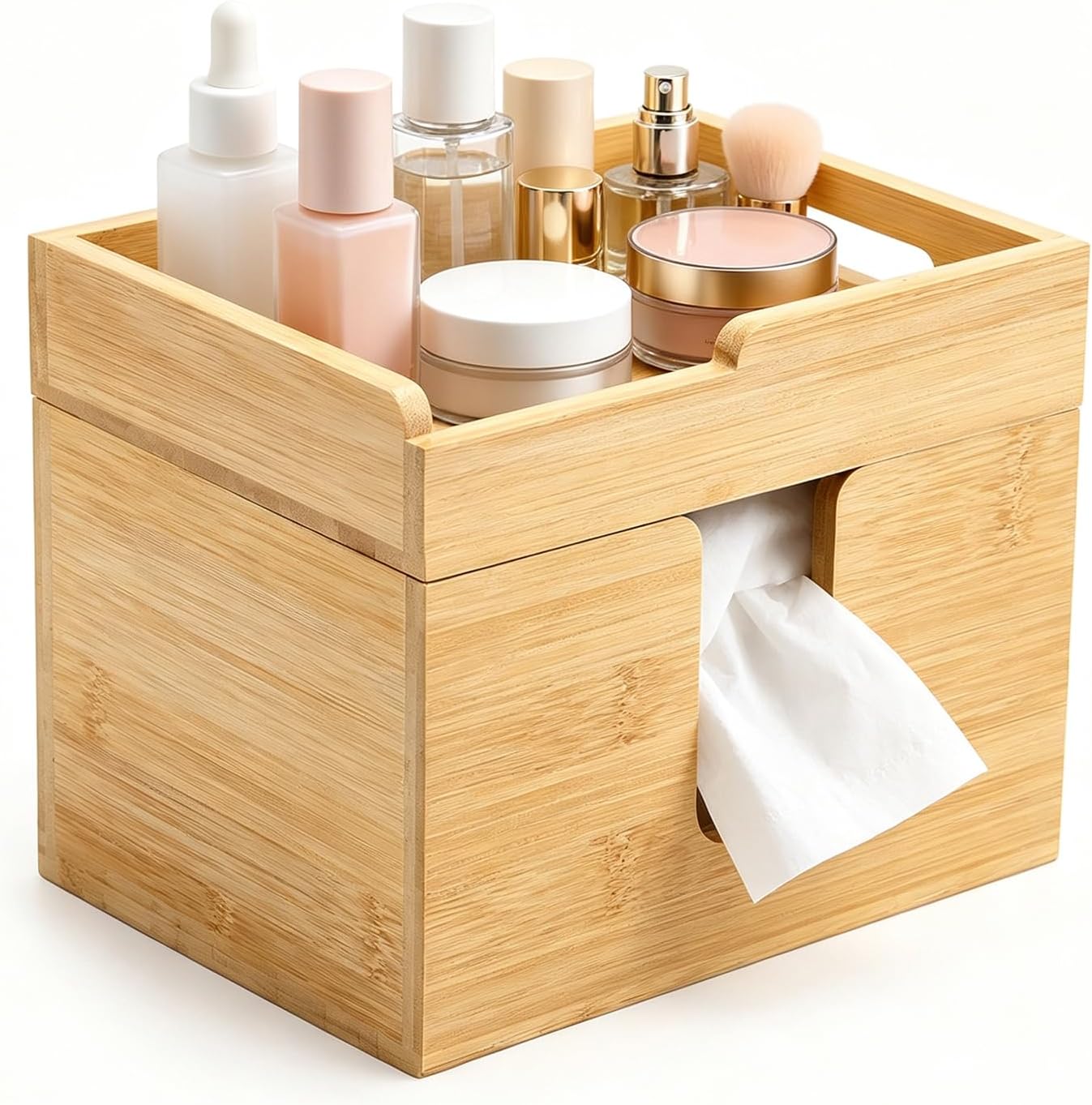 Wooden Facial Towel Holder & Dispenser for Bathroom Countertop