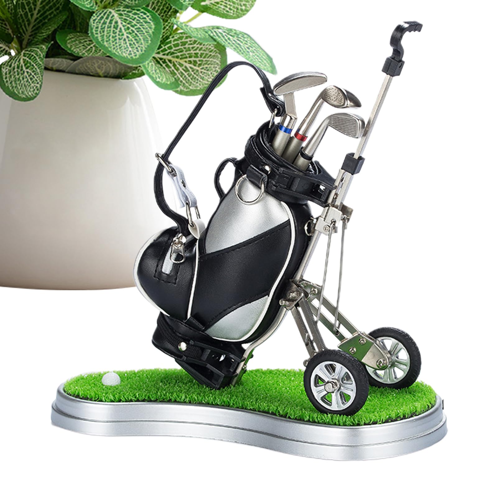 Portabolígrafos para bolsas de golf, lápices de golf, soporte para bolígrafos de escritorio con carrito, 3 bolígrafos de palo de golf - recuerdos de golf únicos, calcetines navideños divertidos para