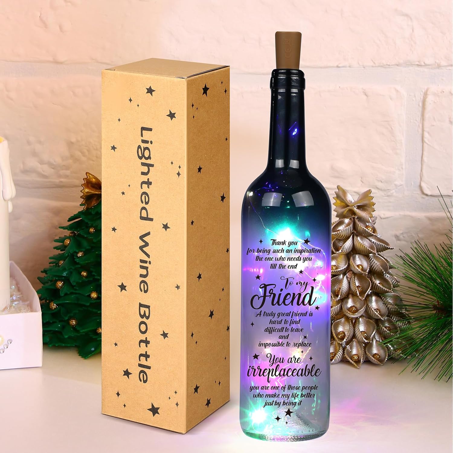 Umigy Best Friendship Gift for Women Wine Bottle with Light Cork for Friend