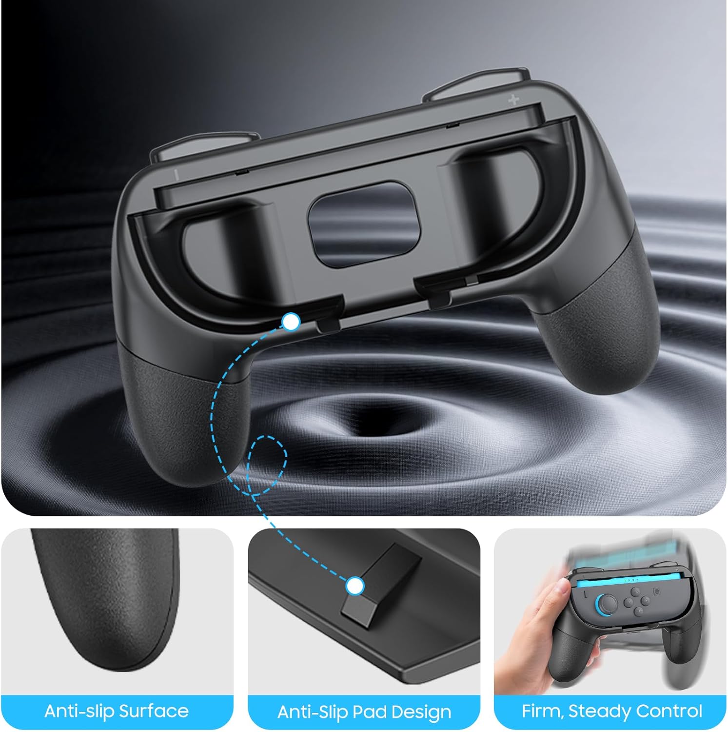 Fintie Grips for Nintendo Switch 2 (2025) Joy-Con, [Ergonomic Design] Wear-Resistant Comfort Game Controller Handle Kit for Switch Next Gen 2025 Joy Con, 2-Pack (Black) - Image 3