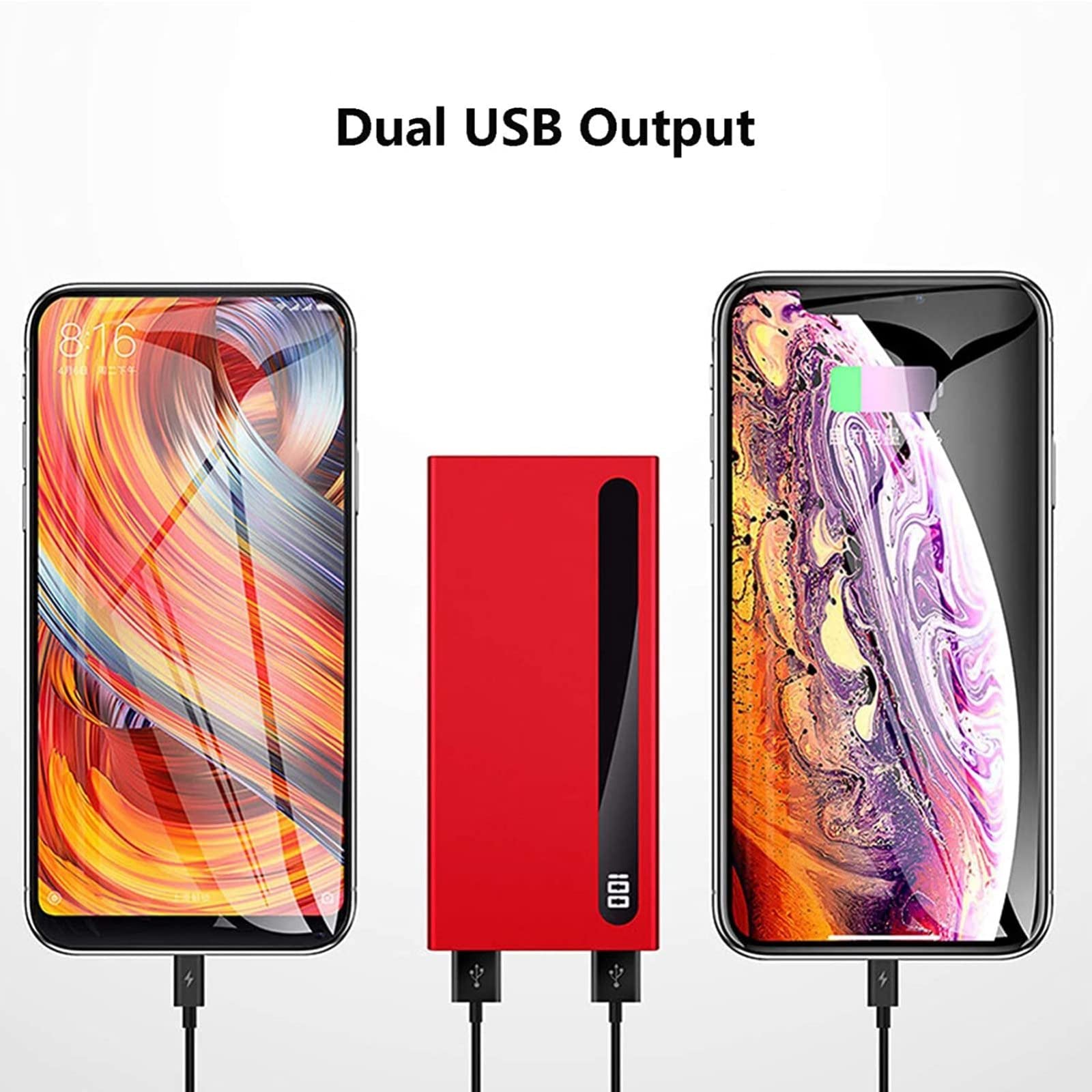 Móvil Portátil Batería Externa Cargador Portátil Power Bank 100000Mah, Paquete De Batería Externa para Teléfono Celular con 2 Salidas Y 2 Entradas Y Pantalla LCD Powerbank Compatible con Tab