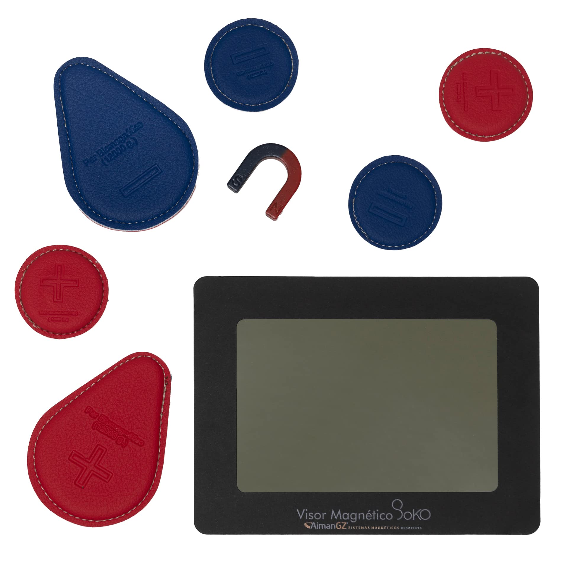Kit de Biomagnetismo, Edición Especial, 8 Piezas, Imanes Neodimio 12000 Gauss, con Visor Magnético SOKO, Herradura Verificadora de Polaridad, Estuche Premium