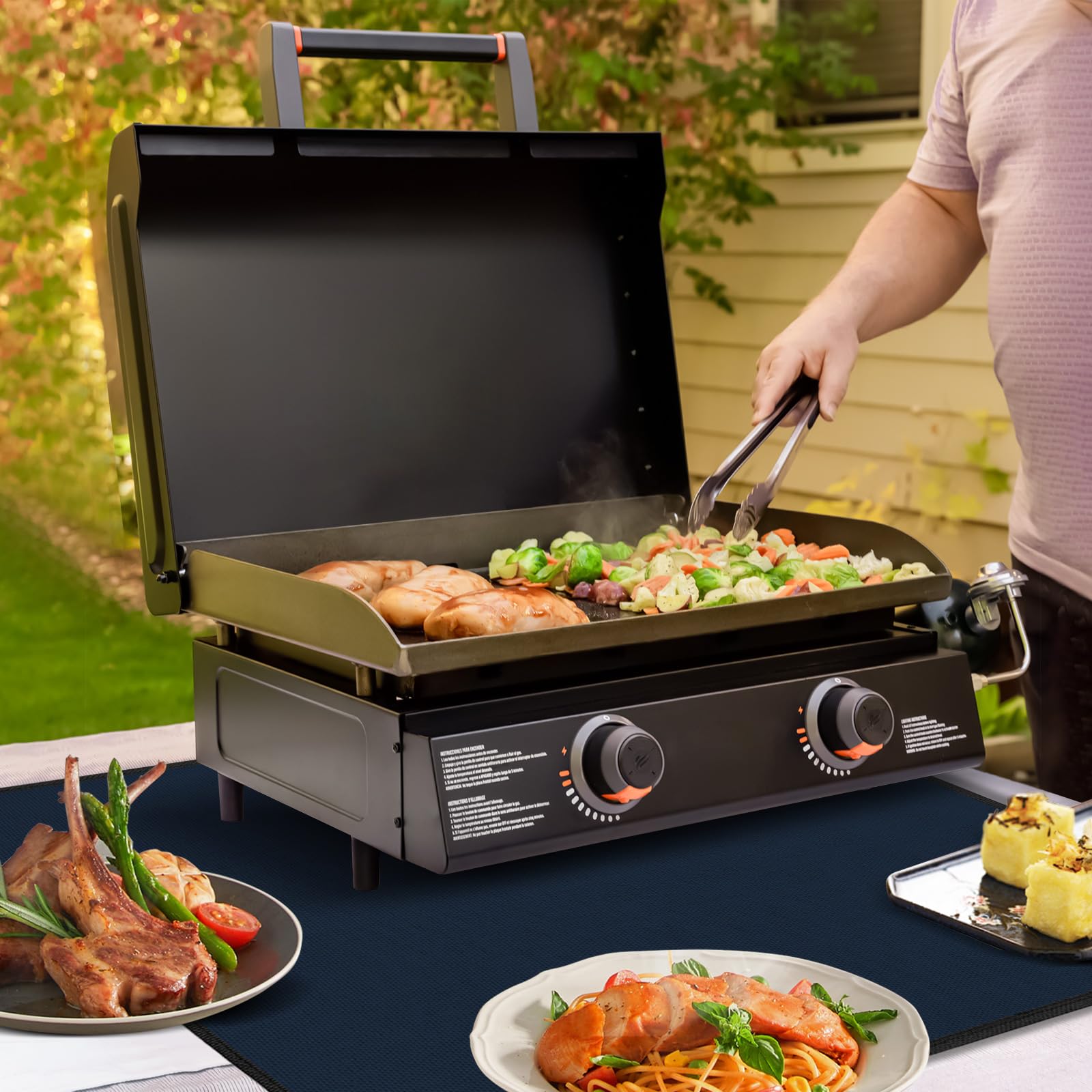 Hitzebeständige Grillmatten für Outdoor-Grill, 61 x 78,7 cm, zum Schutz Ihres Vorbereitungstisches und Grilltisches im Freien, feuerfest, wasserdicht und öldicht, Blau (1 mm)