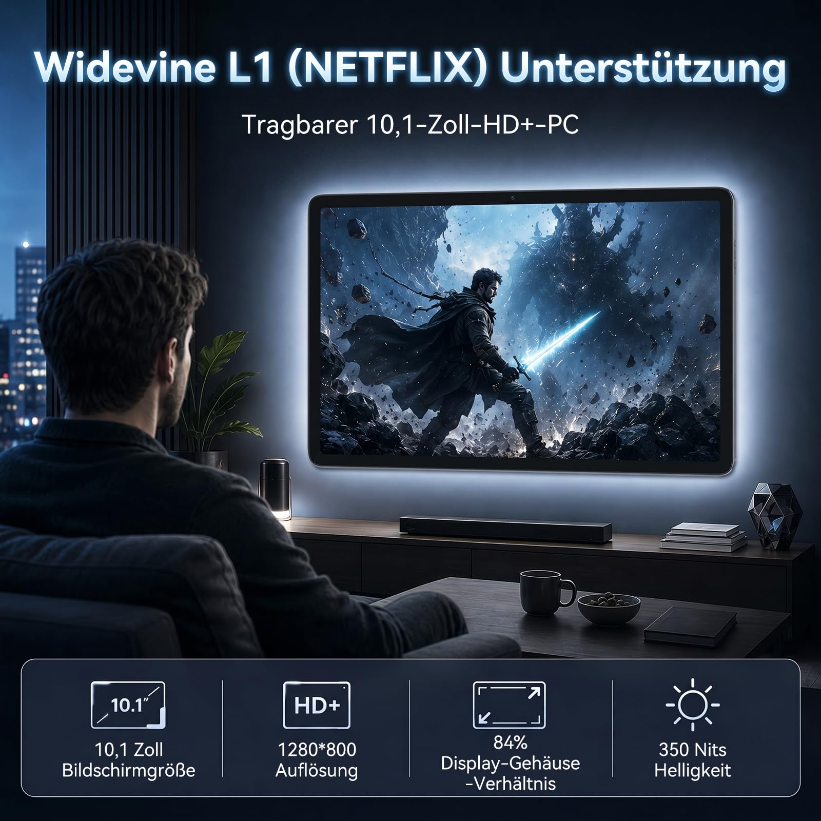 TABWEE Android 16 Tablet mit Tastatur und Stift, 24 GB+256 GB (2 TB TF) | Ideal für Studium und Home-Office, Octa-Core, Gemini AI, Widevine L1, 10 Zoll Tablet, Face ID, GPS (4 Jahre Garantie)