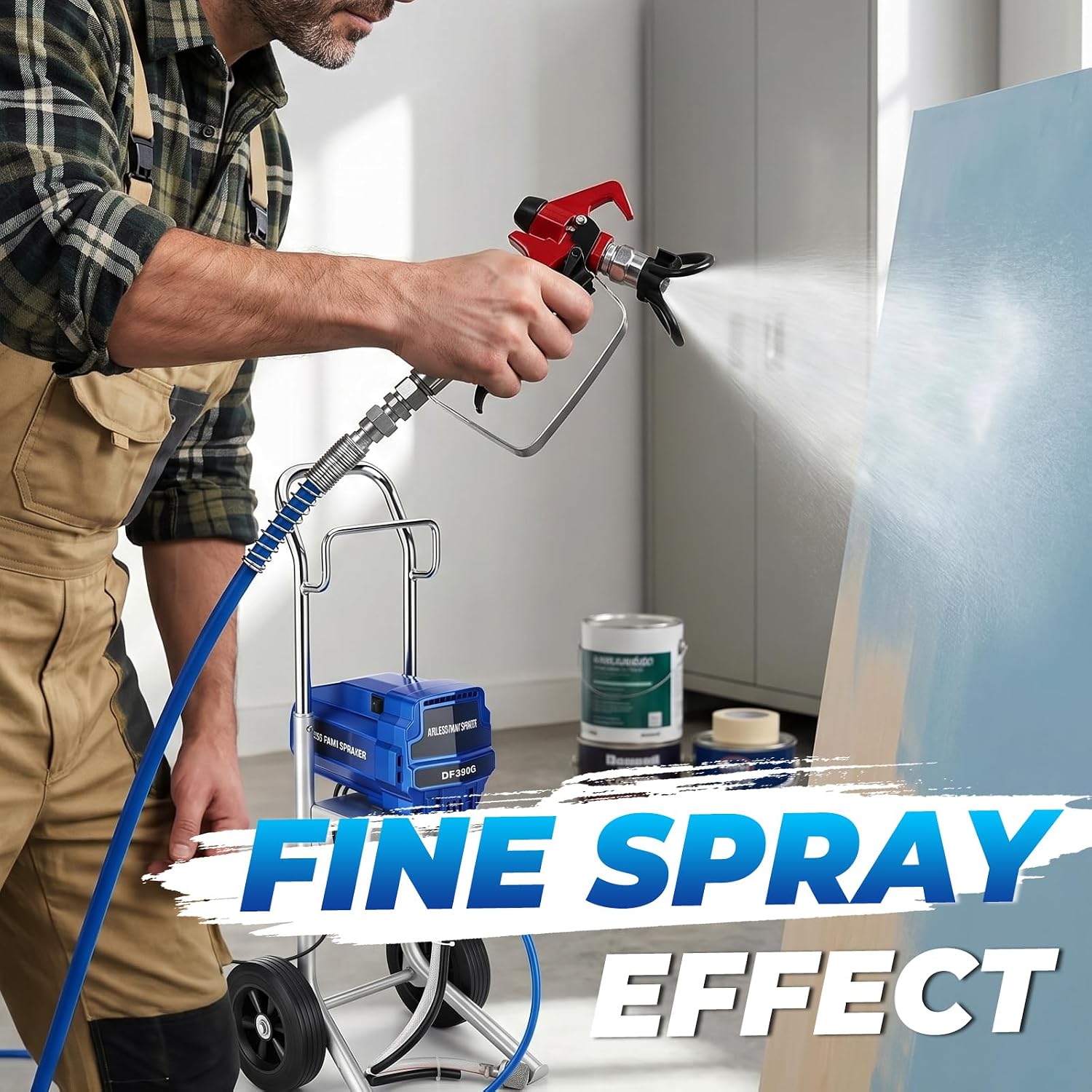 1800W Cart Airless Paint Sprayer, 3300 PSI Thinning-Free, High-Efficiency Sprayer,Professional Painting Tool for Home Interior and Exterior, Furniture, and Fences