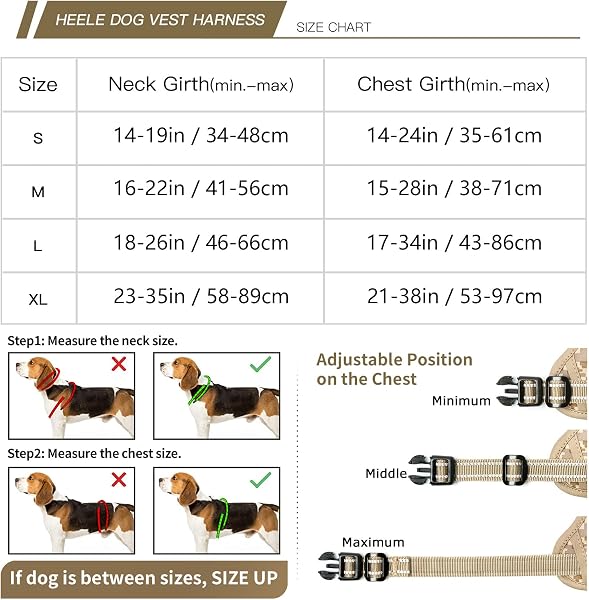 HEELE Dog Harness, Quick Released from the Neck, Reflective and Adjustable Anti-Pull Harness with Comfortable Handle, Soft and Padded for Small Medium Large Dogs, Camouflage Brown L - 2