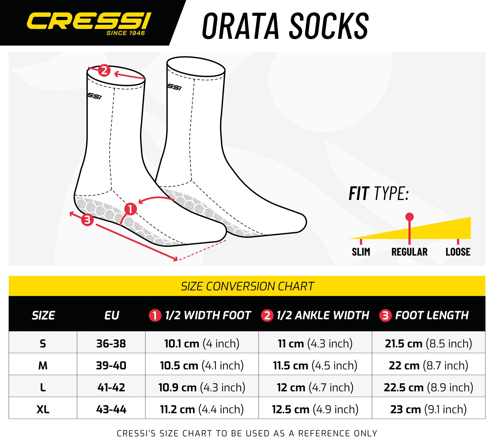 Cressi Orata Socks 2.5mm - Calzari Antiscivolo per Apnea e Immersioni, Neoprene 2.5 mm, Nero, Unisex Adulto