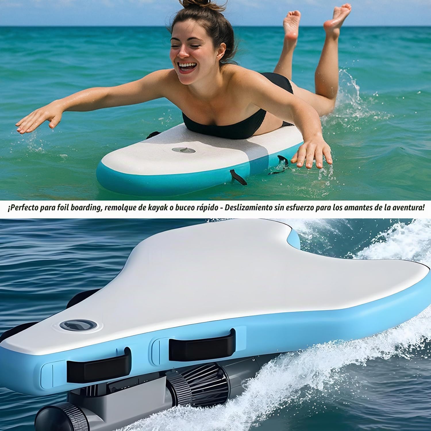 Tabla de surf eléctrica Jet Board, bodyboard inflable con motor SUP de 500 W, batería de 10 000 mAh (40-130 min), velocidad de 3 a 7 km/h, modo dual para principiantes y profesionales 500W10A