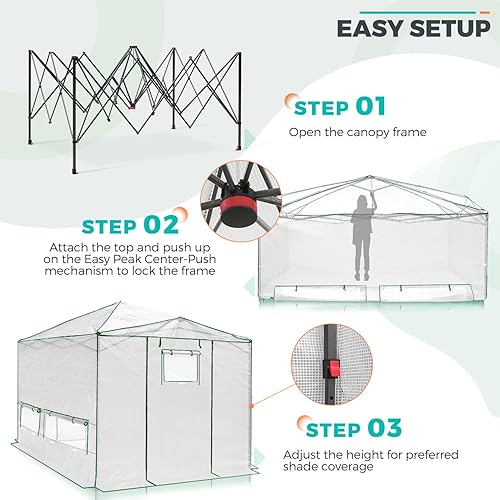 Vista 116 de EAGLE PEAK - Invernaderos emergentes instantáneos, para plantas de interior y exterior, puertas enrollables con cierre y ventanas laterales, 6 x 4