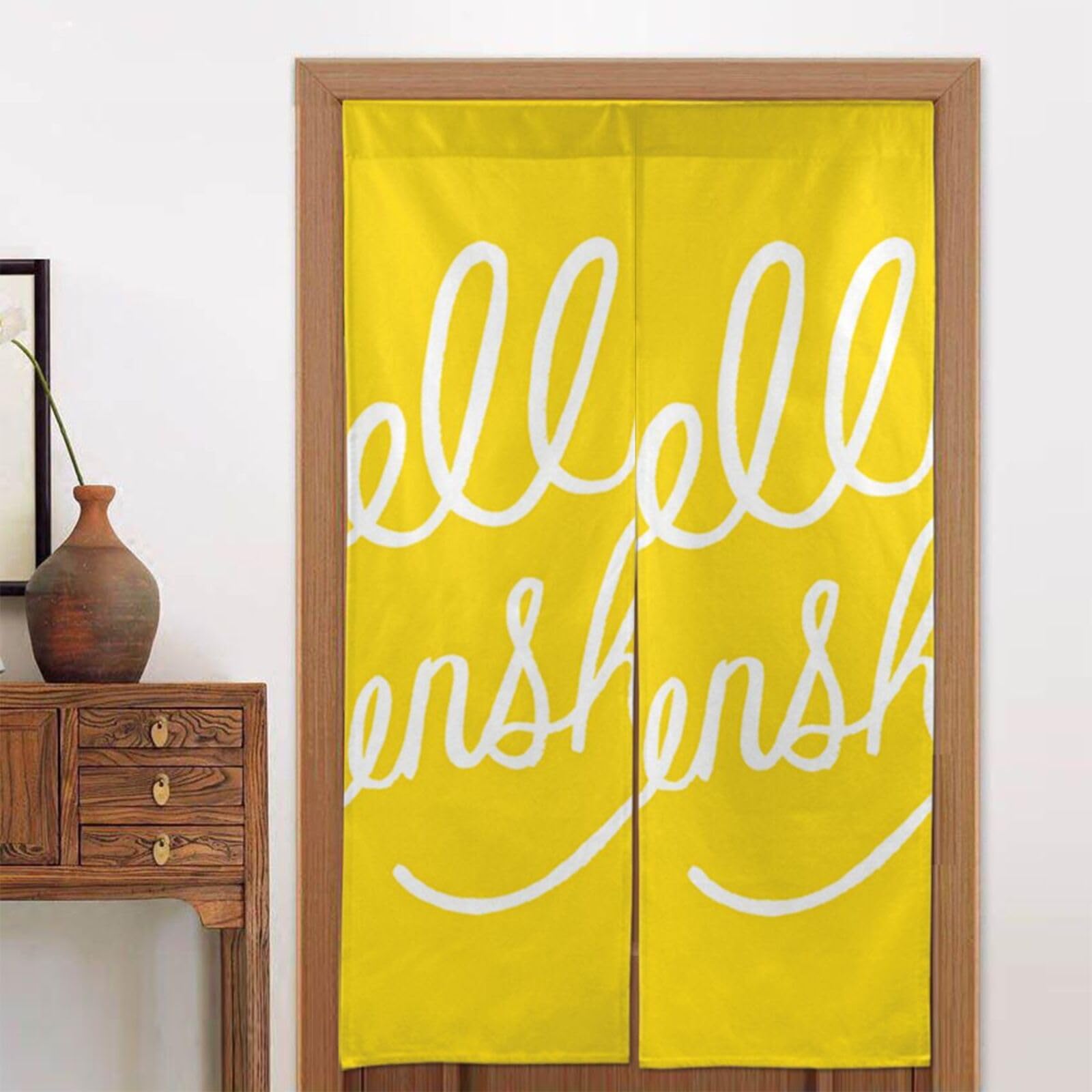 Rideau de porte Noren imprimé Hello Sunshine idéal pour créer une ambiance zen dans votre cuisine