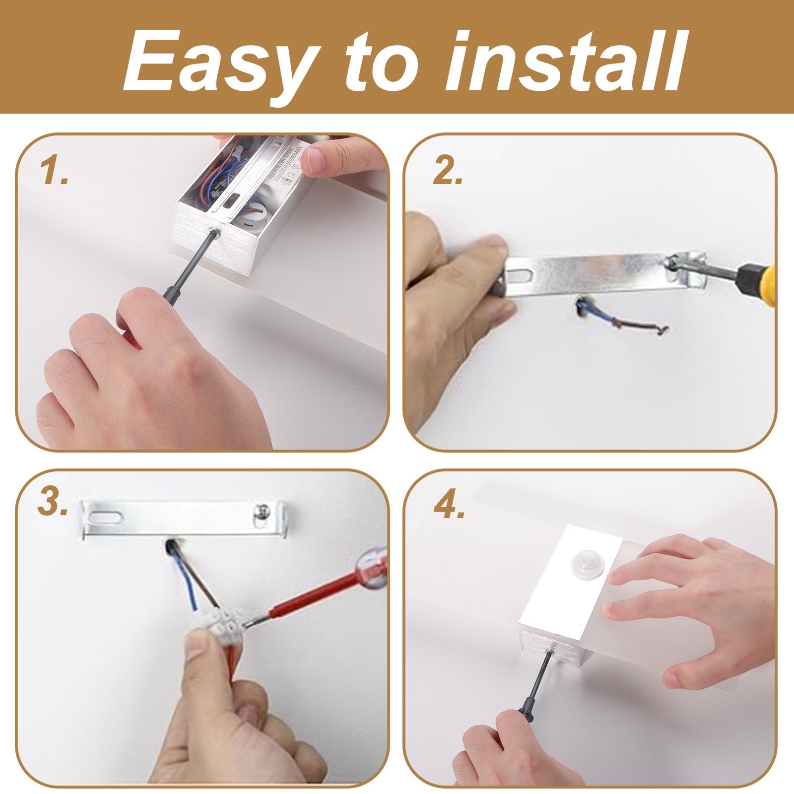Applique Murale LED Avec Détecteur De Mouvement 12W - Blanc Froid 6500K, Acrylique Et Aluminium
