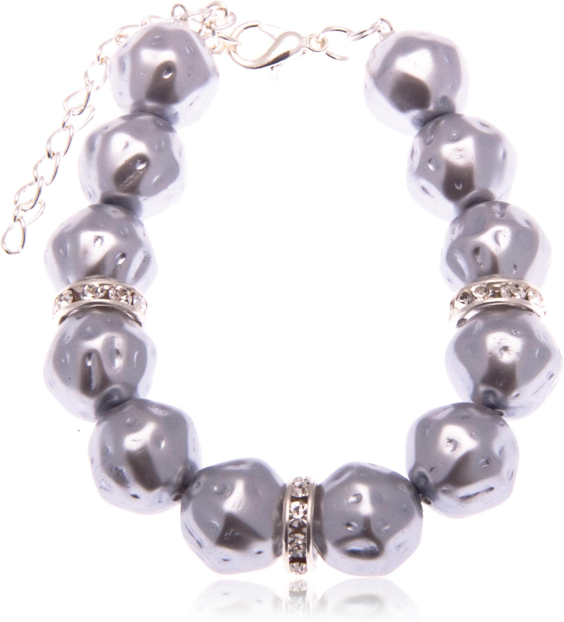 Claire Garnett 14mm Hematitie Coloured Glass Pearl Bracelet