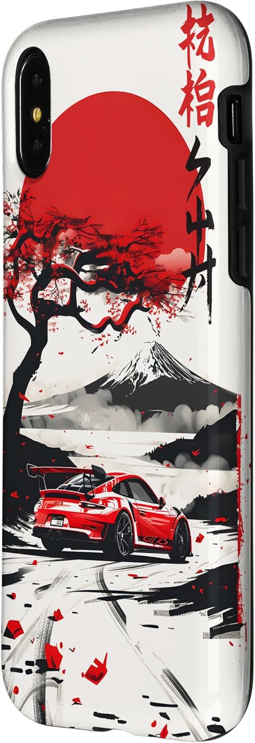 JDM Japan Red Sun Graphic Japanese Art Drift Car Case for iPhone 16 Pro