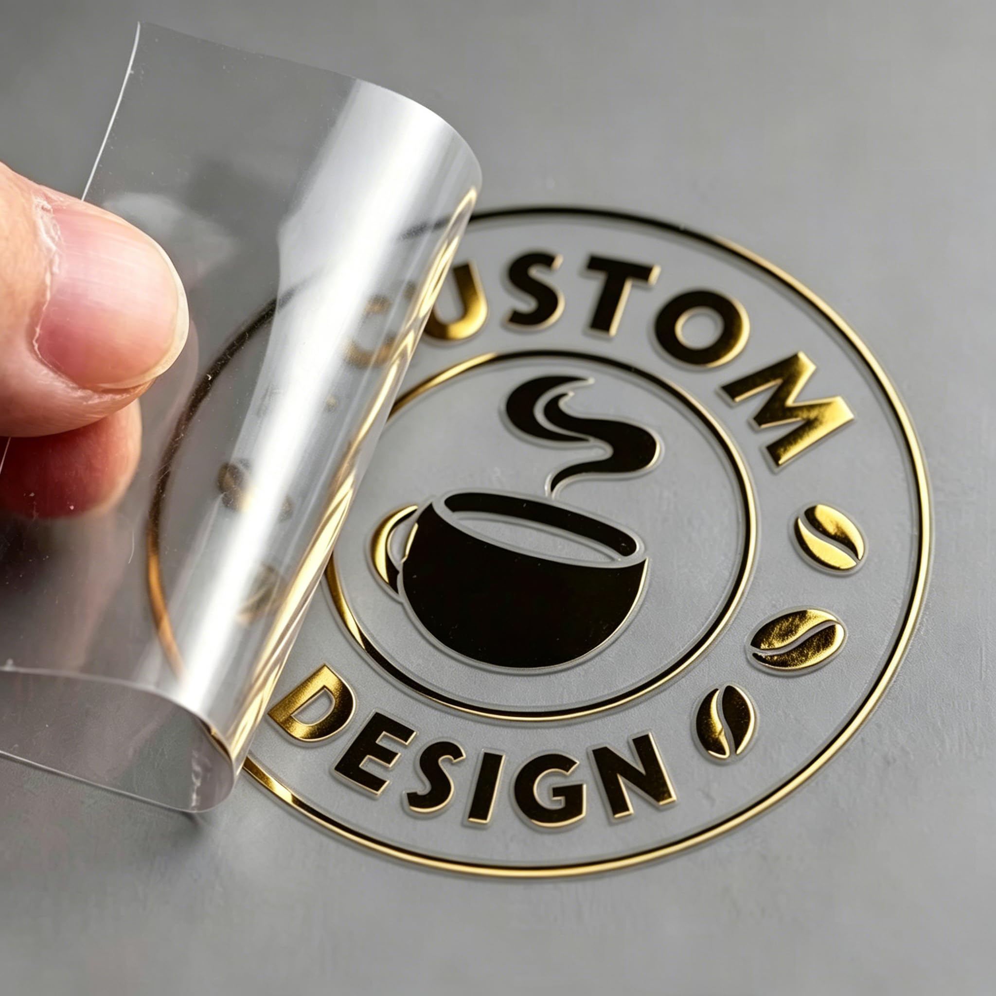Custom UV DTF Gold Foil Stickers Personalized Logo Decals Transfer for Cups