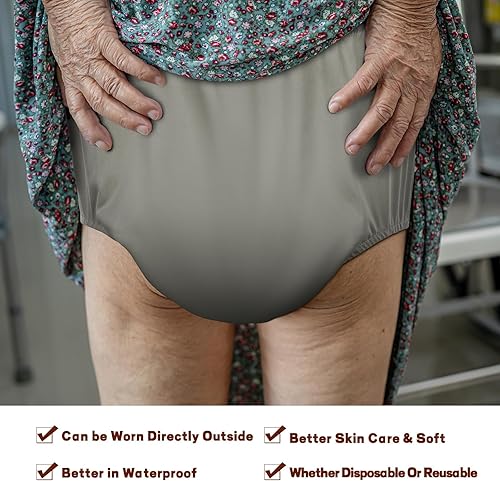 Miniatura 4 de Panitay 8 piezas de pañales para adultos, incontinencia, a prueba de fugas, pantalones de plástico reutilizables, ropa interior impermeable para