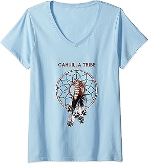 Womens Cahuilla Native American Indian Retro Dreamcatcher Feather V-Neck T-Shirt